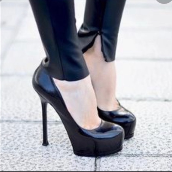 SOLD YSL Tribtoo Platform Pumps Yves Saint Laurent Tribute Leather 38.5 Black - Picture 14 of 14